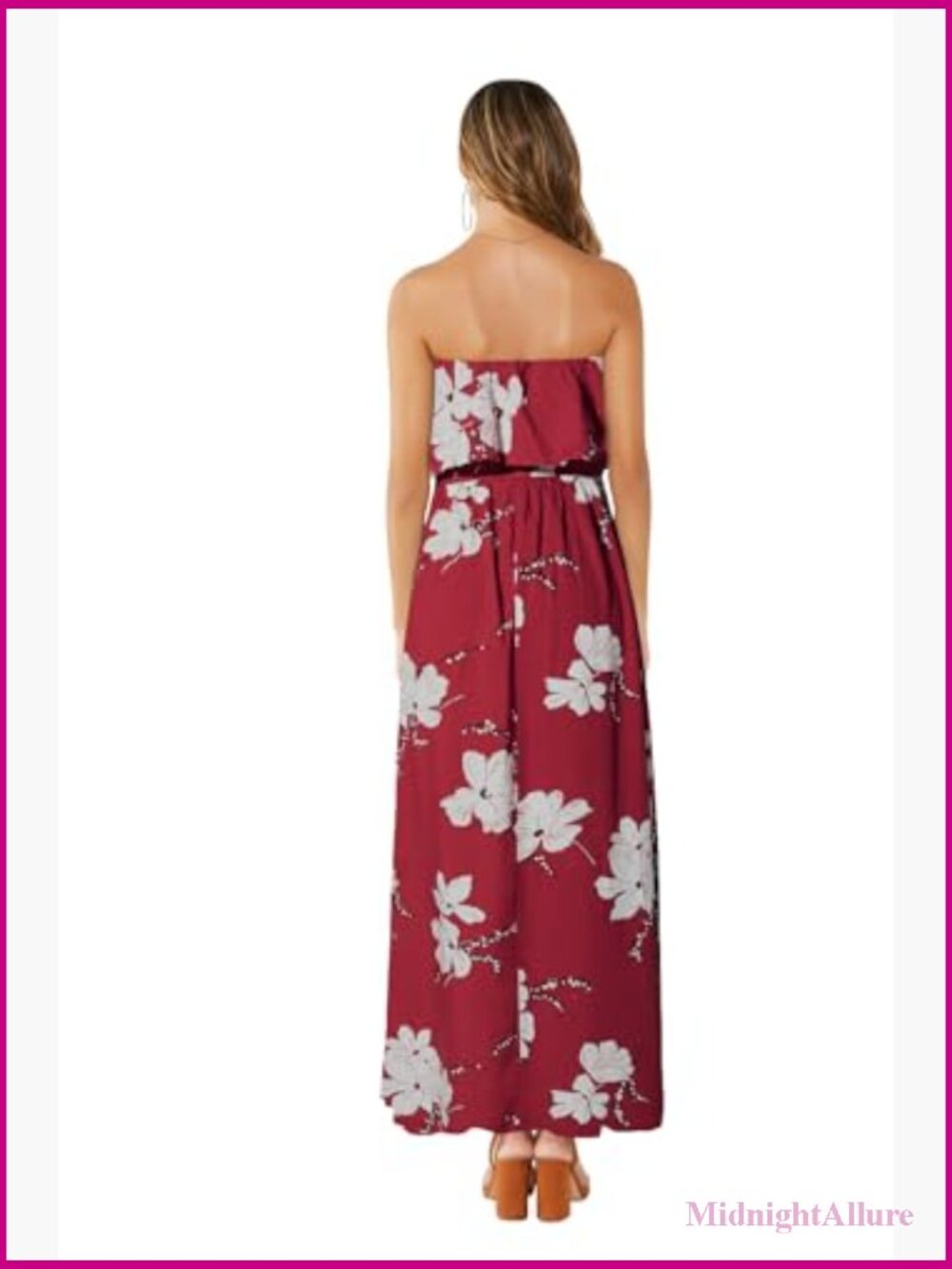 Off The Shoulder Maxi Dress Ruffle Strapless Boho Casual Long Dress - Picture 2 of 7